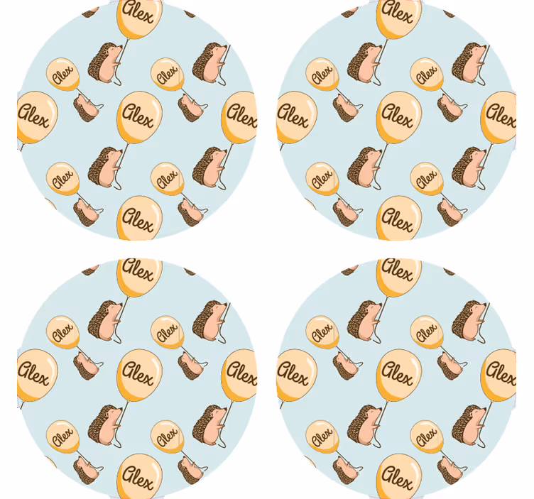 Customisable coasters playful hedgehog designs - TenStickers