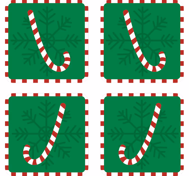Christmas coasters candy cane snowflake pattern - TenStickers