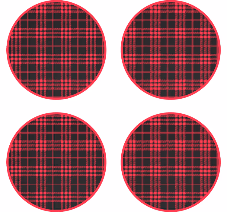 Red Black Plaid Pattern texture coaster - TenStickers