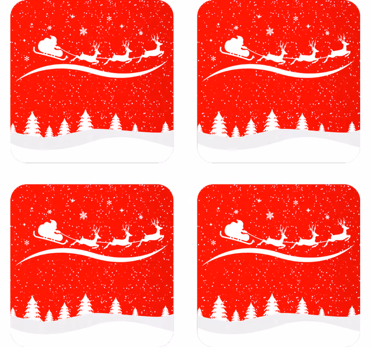 Christmas coasters santa sleigh with reindeer - TenStickers
