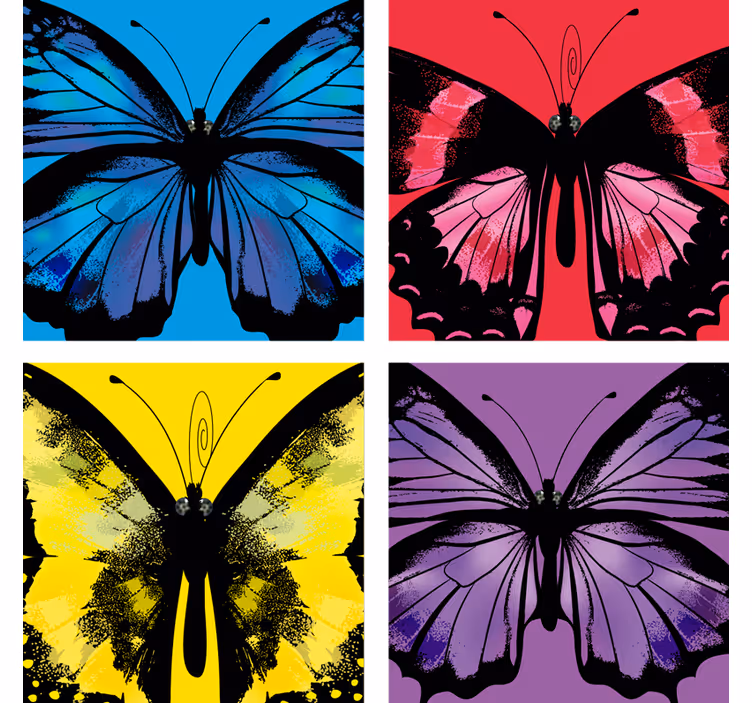 Geek coasters with vibrant butterfly patterns - TenStickers