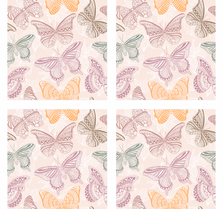 Texture coaster with intricate butterfly designs - TenStickers