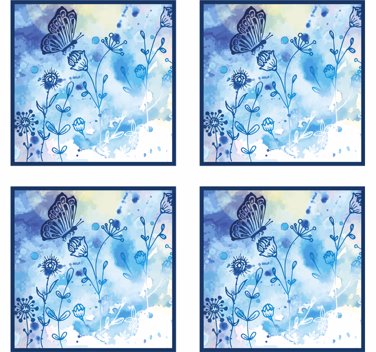 Floral watercolor motif texture coaster - TenStickers