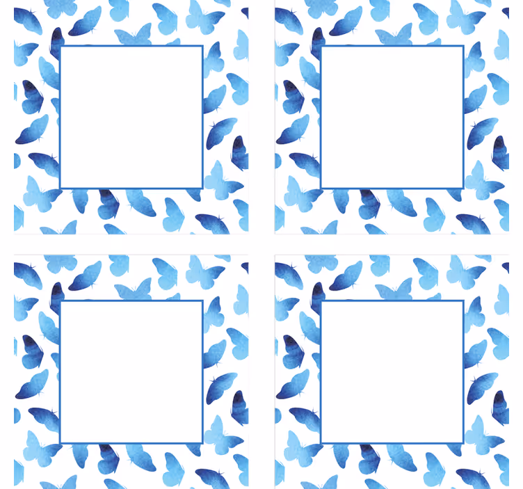 Customisable coasters butterfly pattern blue frames - TenStickers
