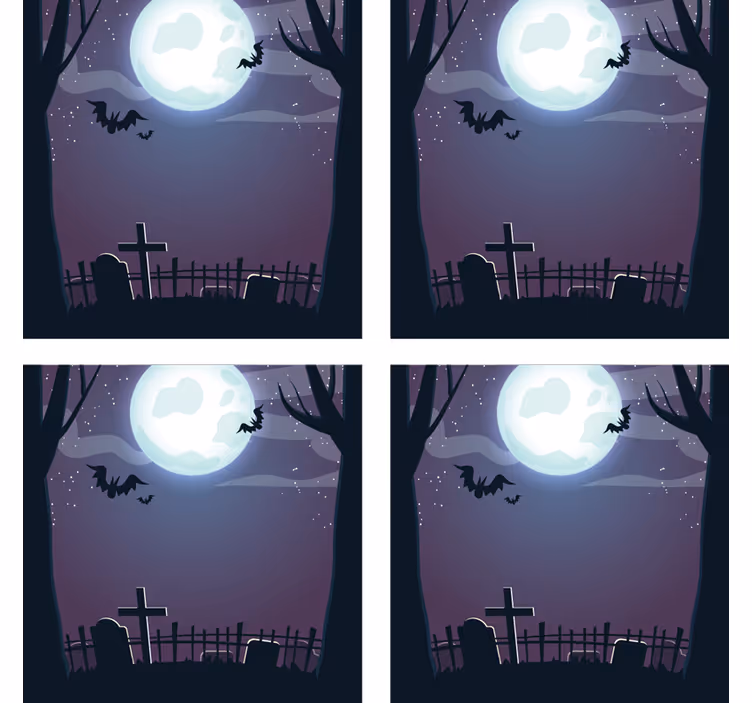Halloween coasters featuring a spooky night scene - TenStickers