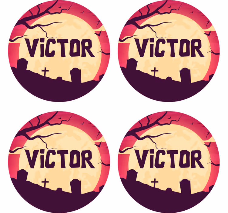 Halloween coasters spooky moonlit scene - TenStickers