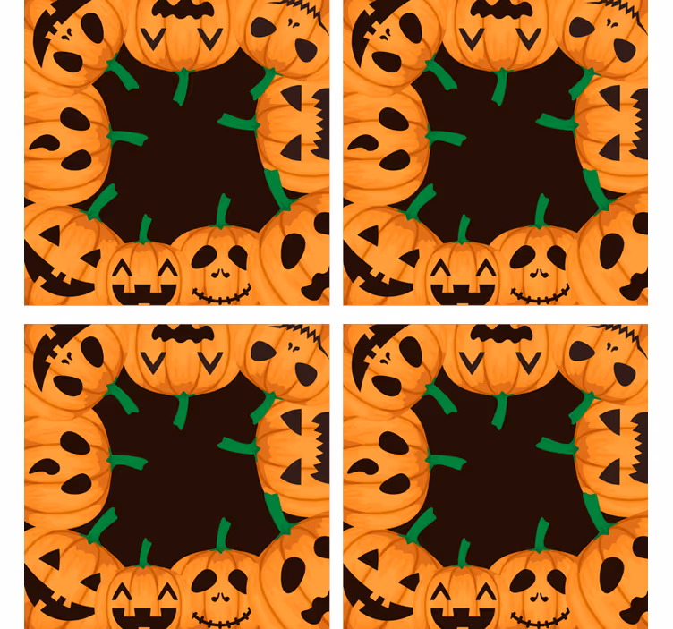 Halloween coasters featuring smiling pumpkin faces - TenStickers