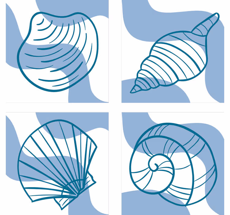 Geek coasters with artistic shell designs - TenStickers