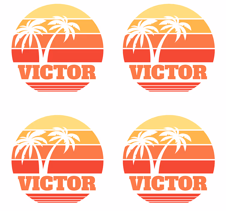 Customisable coasters tropical sunset with palm trees - TenStickers