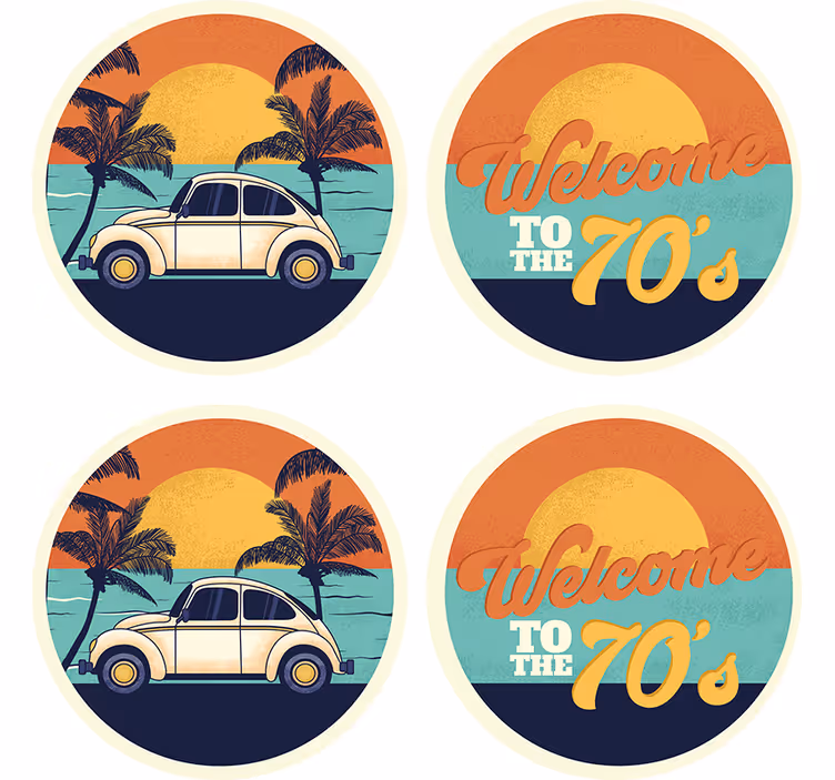 Vintage coasters retro coastal view - TenStickers