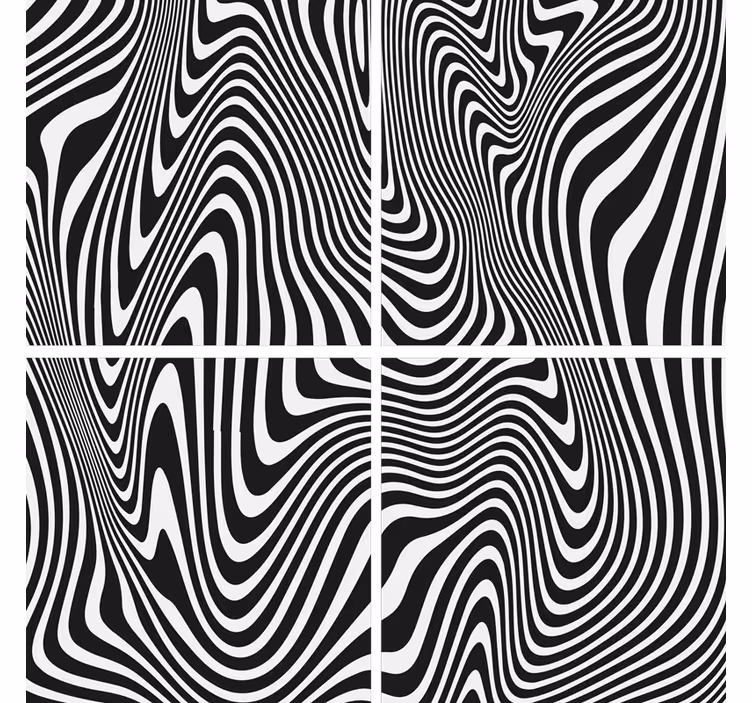 Texture coaster wavy black and white design - TenStickers