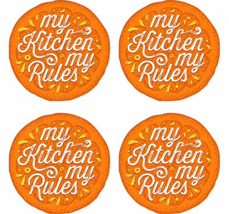Kitchen rules for a happy home beer mats - TenStickers