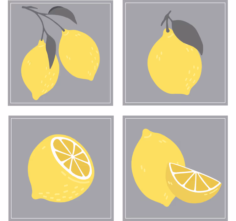 Texture coaster lemon illustration set - TenStickers