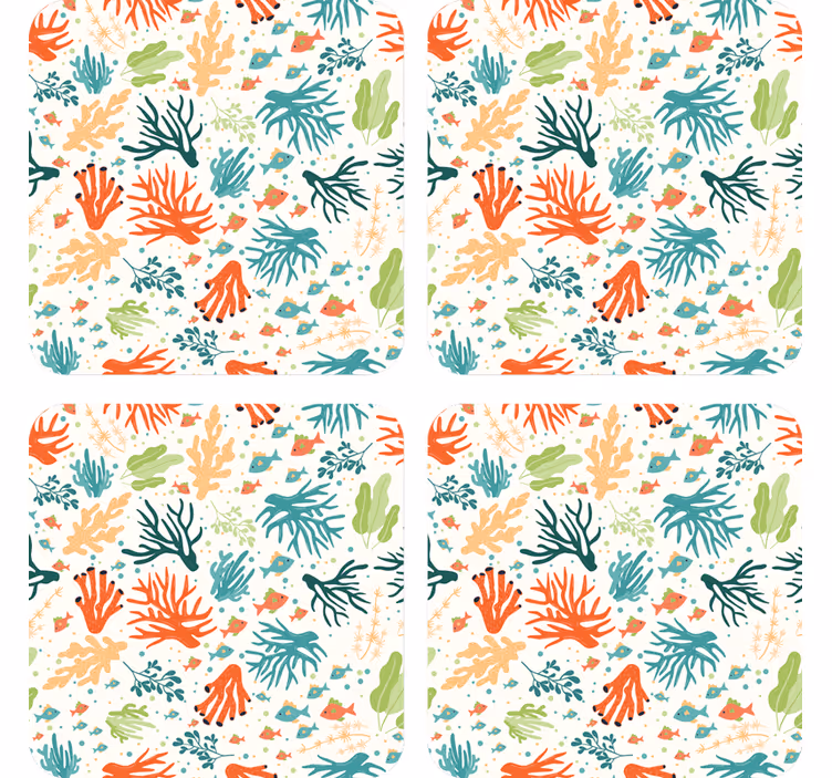 Texture coaster with vibrant coral designs - TenStickers