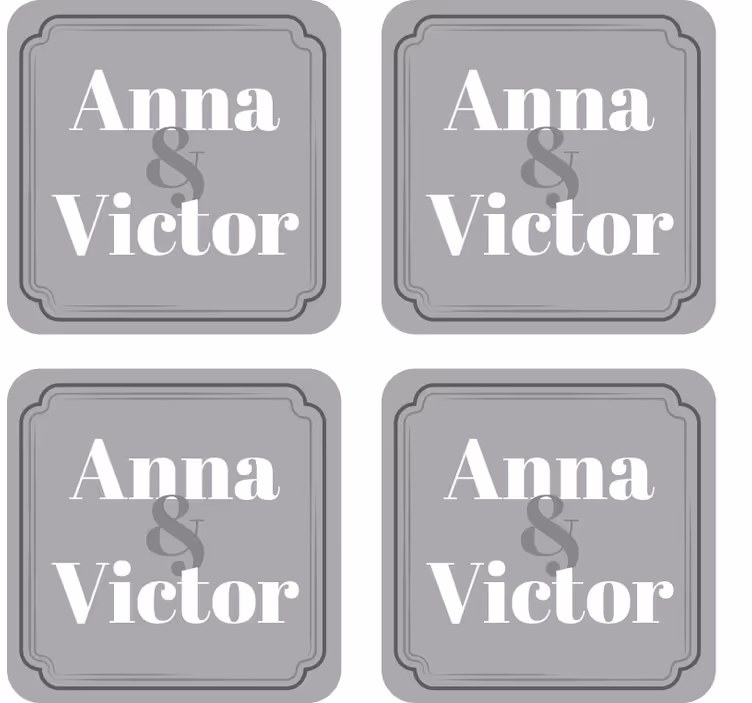 Wedding coaster customized couple initials - TenStickers