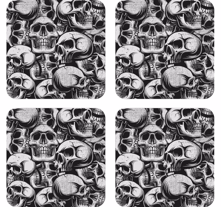 Geek coasters skull pattern monochrome - TenStickers