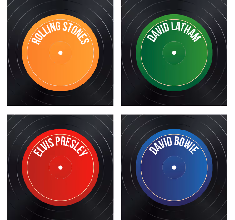 Geek coasters vinyl record labels set - TenStickers