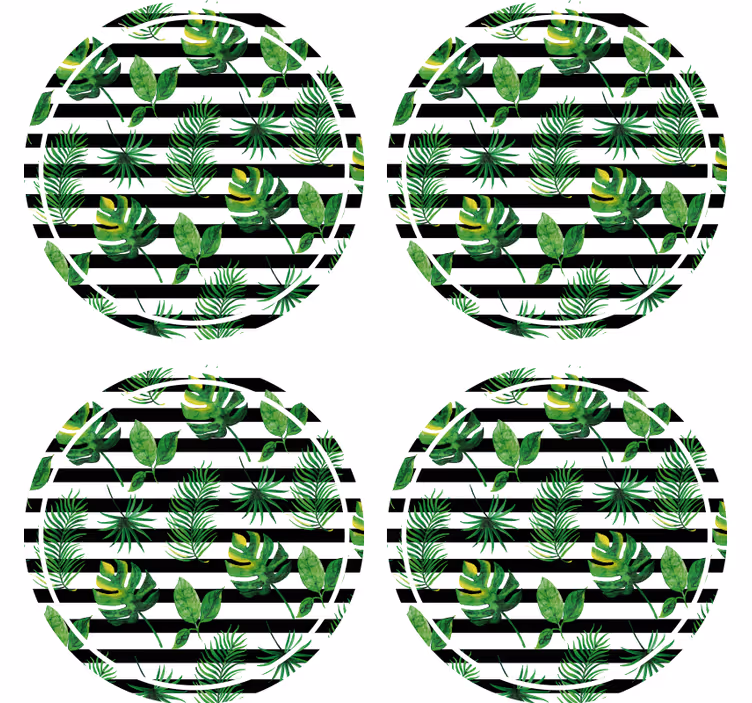 Tropical leaf texture coaster - TenStickers