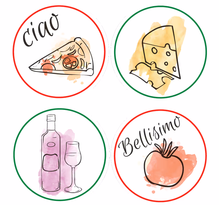 Customisable coasters with food and drink designs - TenStickers