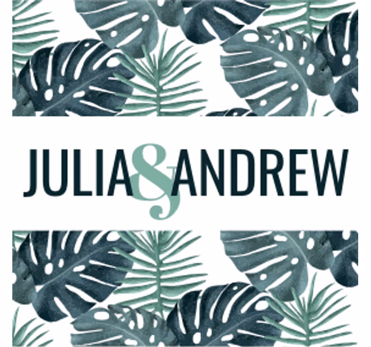 With leaves and names wedding coaster - TenStickers