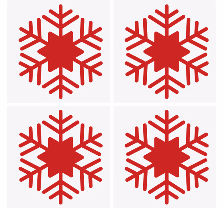 Christmas coasters with red snowflake design - TenStickers
