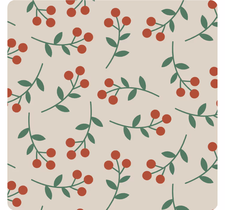 Texture coaster with berry branch patterns - TenStickers