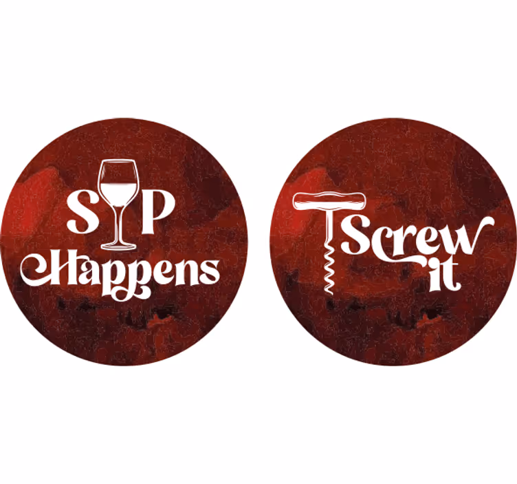 Text coasters with wine humor quotes - TenStickers