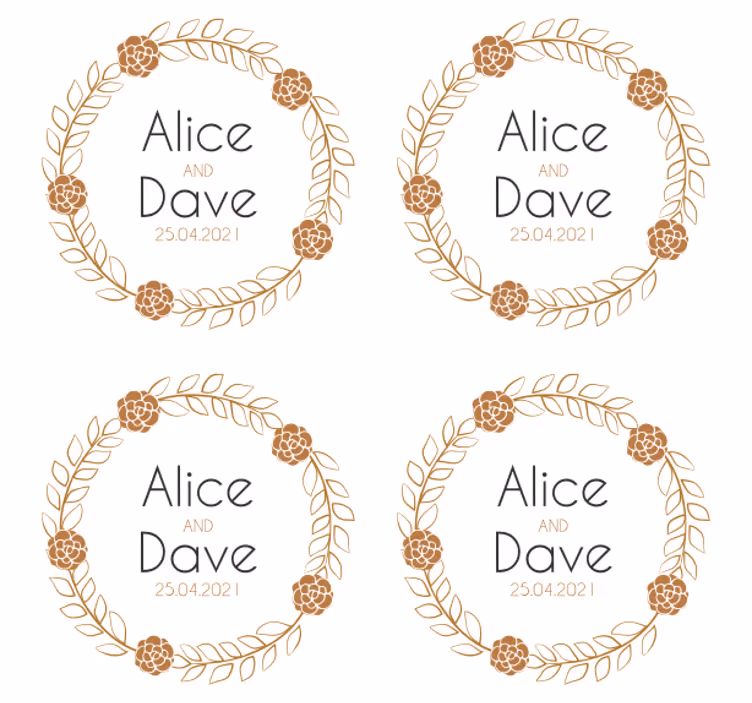 Wedding coaster floral wreath custom design - TenStickers