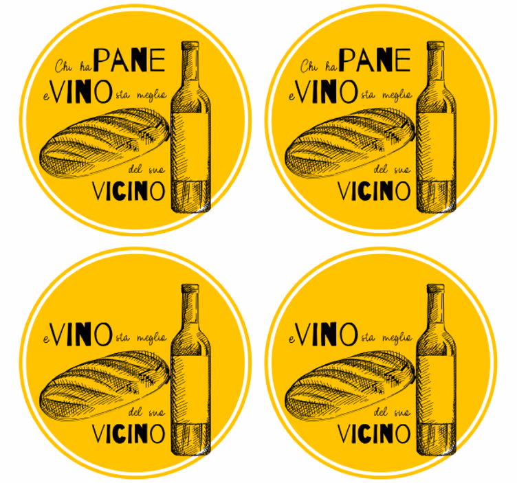 Customisable coasters for wine bottle and bread - TenStickers