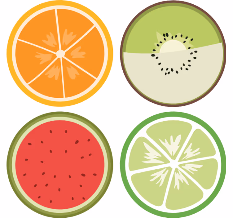 Modern coasters citrus fruit slices set - TenStickers