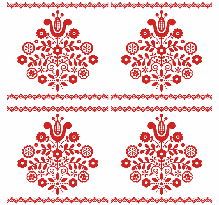 Texture coaster with floral folk design - TenStickers