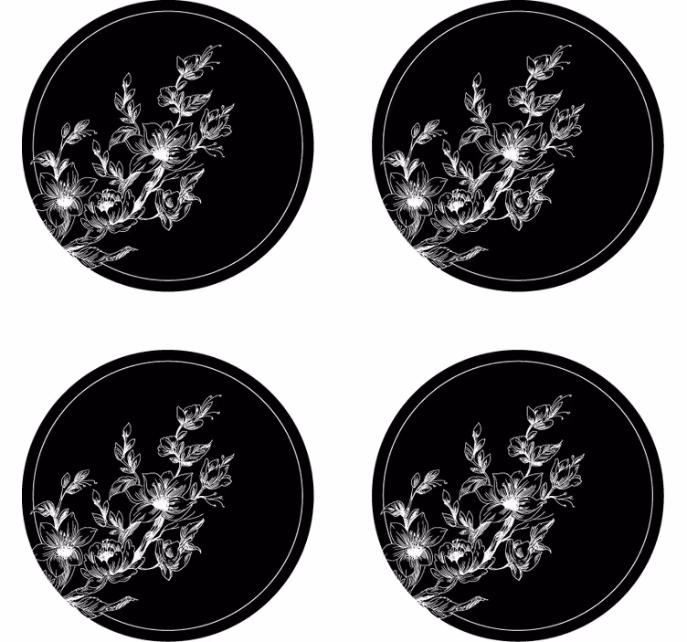 Texture coaster floral line drawing - TenStickers