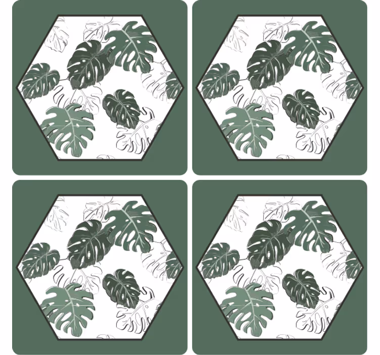 Texture coaster hexagonal leaf design - TenStickers