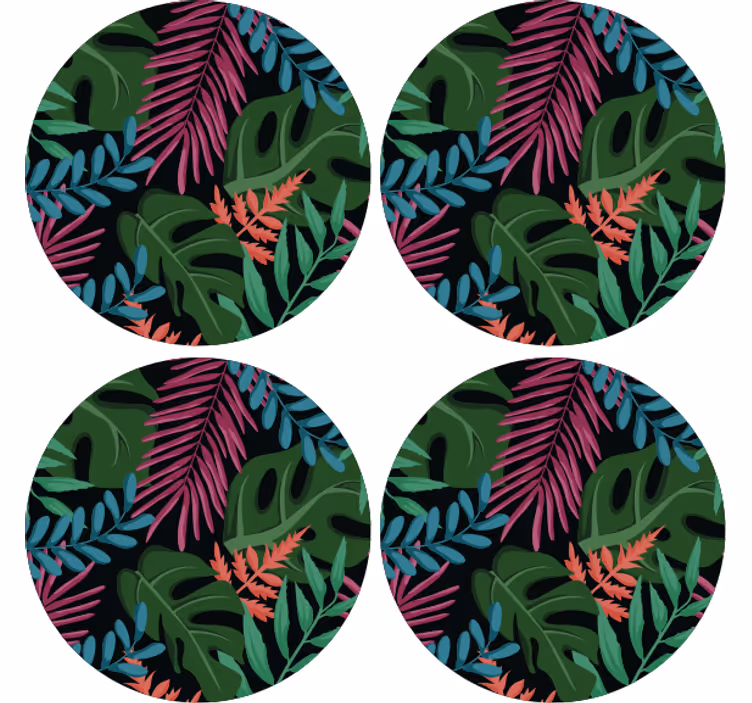 Texture coaster with tropical leaf patterns - TenStickers