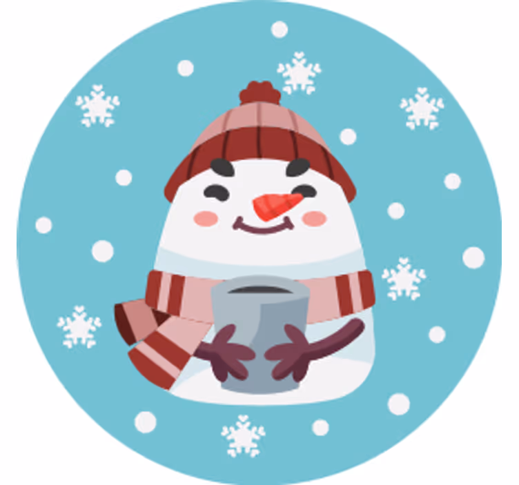 Christmas coasters snowman with cup - TenStickers