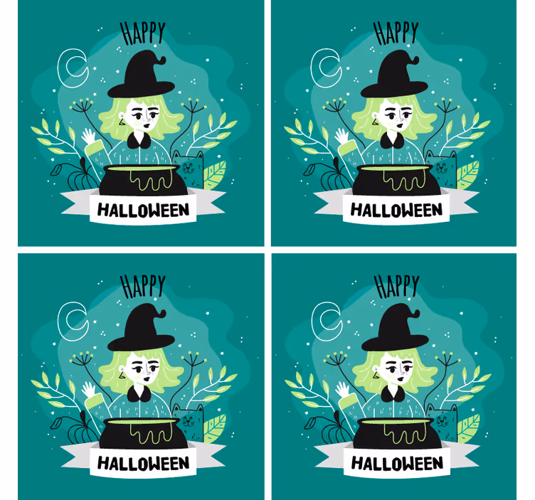 Halloween coasters witch with cauldron - TenStickers