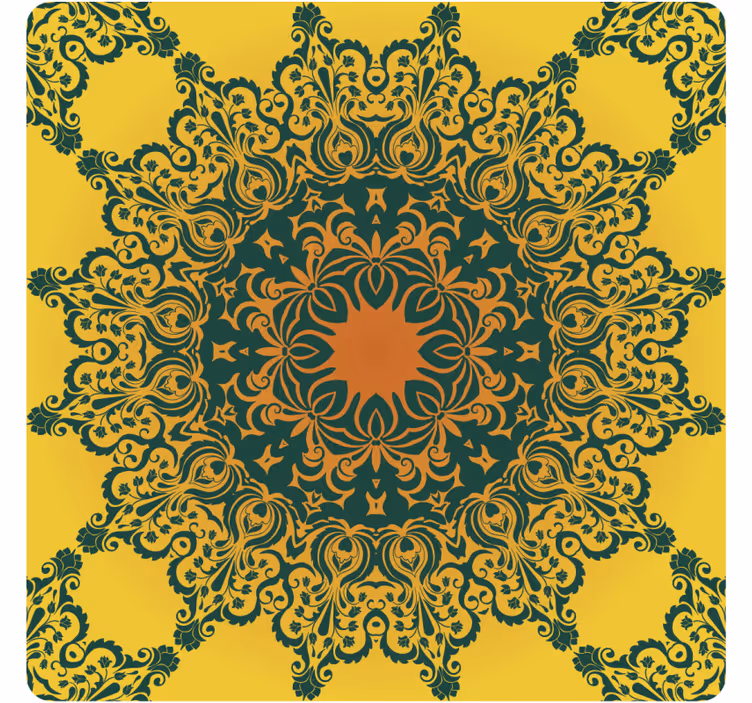Texture coaster ornate yellow design - TenStickers