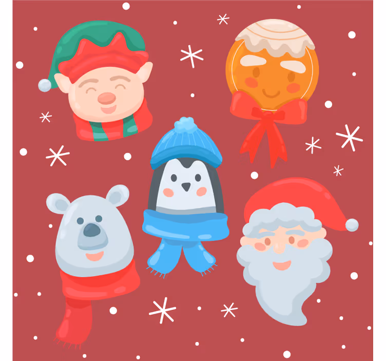 Christmas coasters celebratory figures set - TenStickers