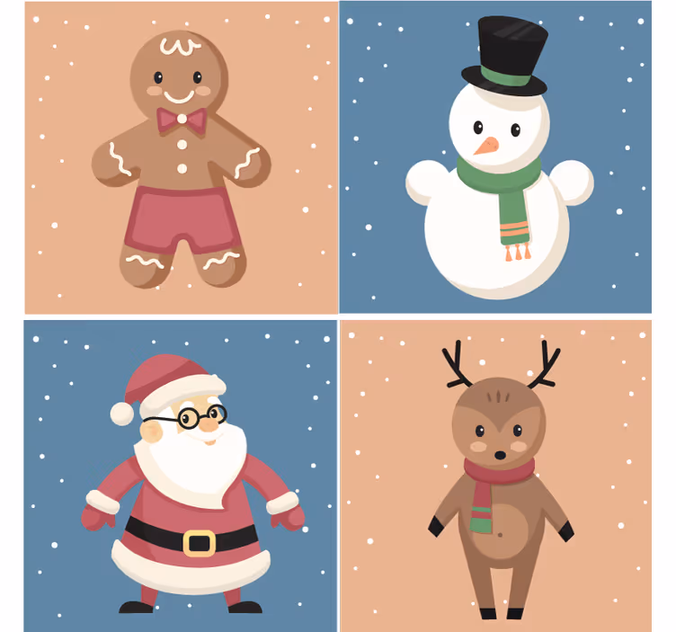 Christmas coasters festive gingerbread shapes - TenStickers