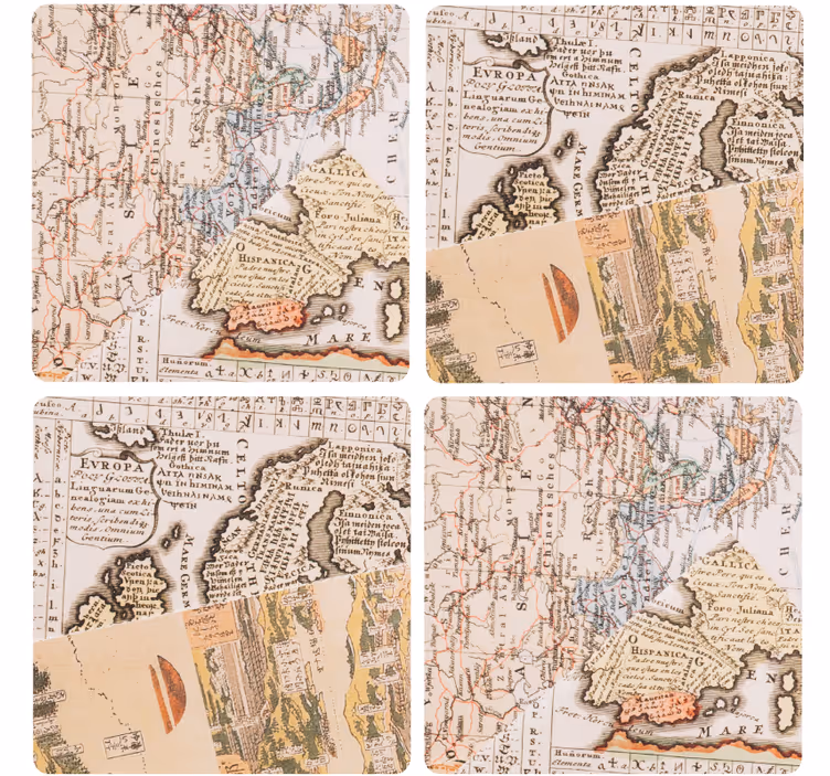 Vintage coasters vintage map coasters - TenStickers