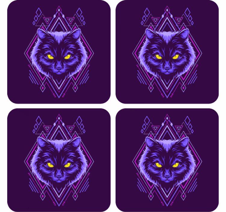 Geek coasters sleek cat illustration - TenStickers