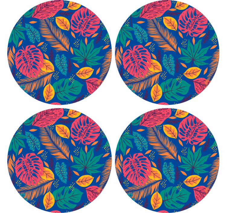 Texture coaster tropical leaf print - TenStickers