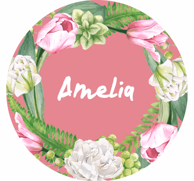 Customisable coasters floral pink wreath - TenStickers