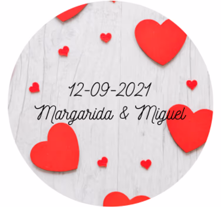 Wedding coaster hearts and date personalization - TenStickers