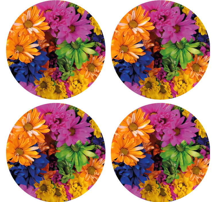 Modern coasters with lively floral design - TenStickers