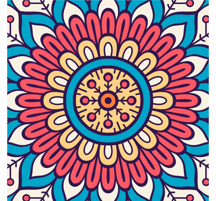Texture coaster with circular floral design - TenStickers