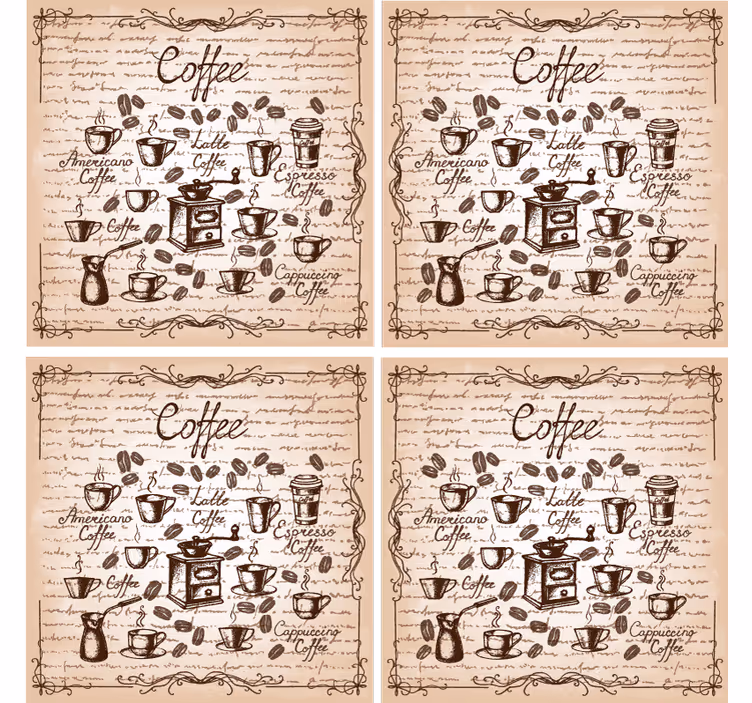 Customisable coasters coffee types illustration - TenStickers