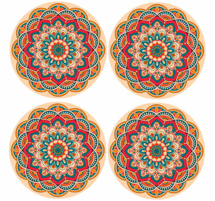 Modern coasters with mandala pattern round design - TenStickers
