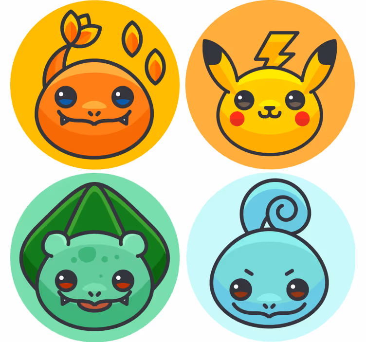 Geek coasters with adorable cartoon characters - TenStickers