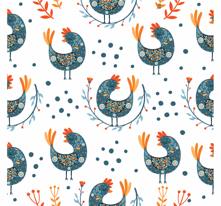 Whimsical hen pattern geek coasters - TenStickers